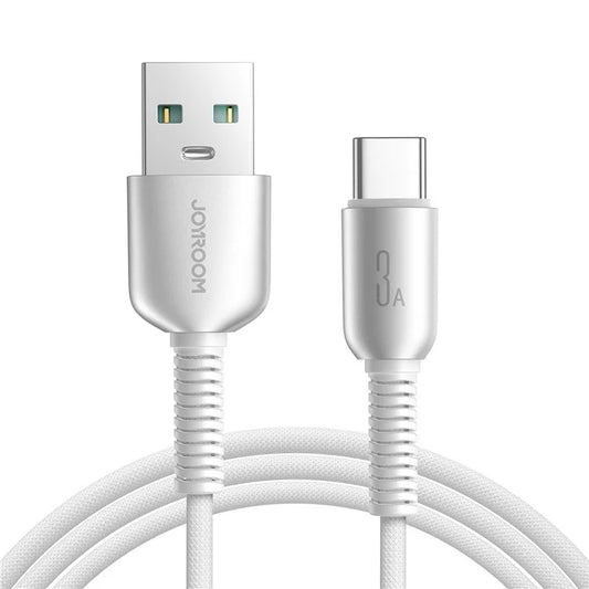 JOYROOM S-A51 1.2m USB-A to Type-C 3A Fast Charging Cable Braided Data Cord for iPhone 16-15 Series - Light Grey