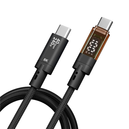 QGEEM CC0001-K-1 1m Type-C to Type-C 8K 60Hz HD Video Converter Cable 40Gbps USB4 Fast Charging Data Cord