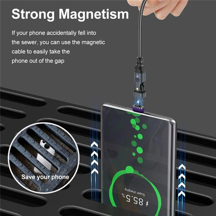 USLION US0203 1m Type-C to iP / Type-C / Micro Rotatable Connector Magnetic Charging Cable 240W Data Cable