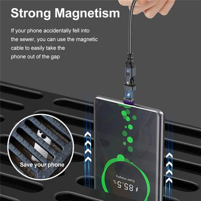 USLION US0203 1m Type-C to iP / Type-C / Micro Rotatable Connector Magnetic Charging Cable 240W Data Cable