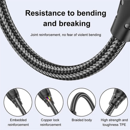 USLION US0203 1m Type-C to iP / Type-C / Micro Rotatable Connector Magnetic Charging Cable 240W Data Cable