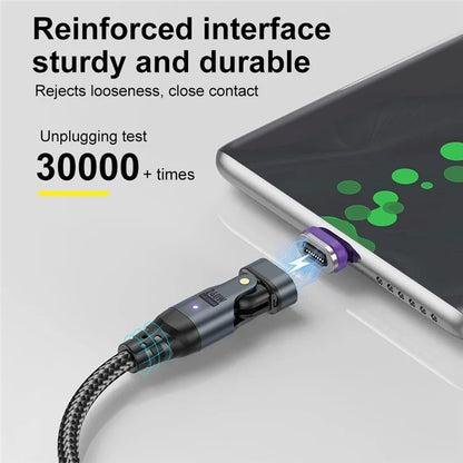 USLION US0203 1m Type-C to iP / Type-C / Micro Rotatable Connector Magnetic Charging Cable 240W Data Cable