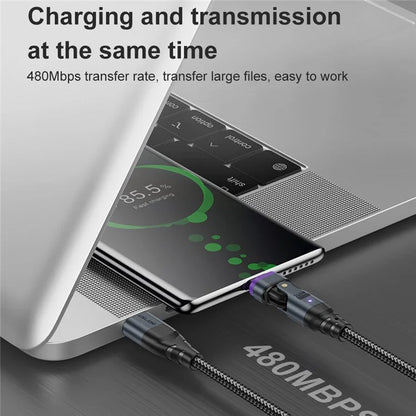 USLION US0203 1m 180-Degree Rotatable Connector 240W Data Cable Magnetic Charging Cable