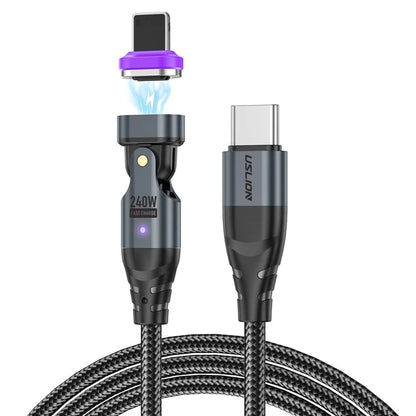 USLION US0203 1m 180-Degree Rotatable Connector 240W Data Cable Magnetic Charging Cable