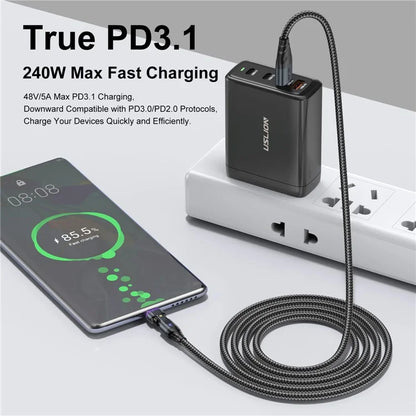 USLION US0204 1m USB / Type-C to Type-C / Micro / iP Cable Rotatable 240W Magnetic Charging Cable