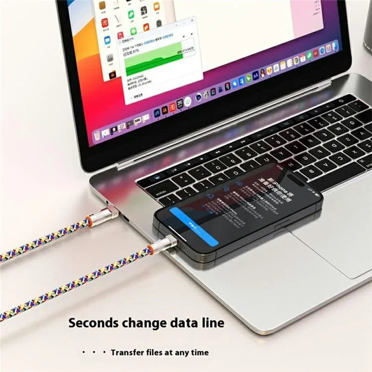 90cm 2-in-1 PD 66W Type-C Charging Cable Cell Phone Neck Lanyard Data Cable with Zinc Alloy Buckle, Tether Tab