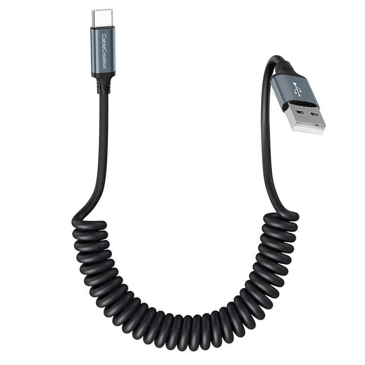 CABLECREATION CC1332 Retractable 60W Fast Charging Cable Spring Data Cable