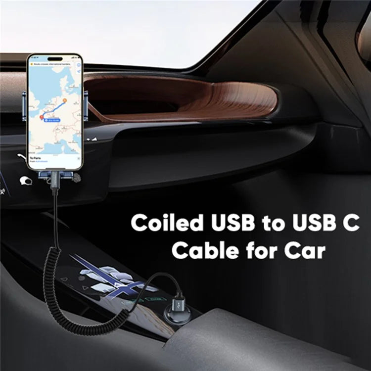 CABLECREATION CC1332 Retractable 60W Fast Charging Cable Spring Data Cable