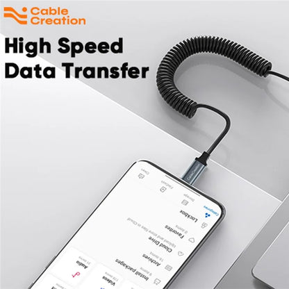 CABLECREATION CC1332 Retractable 60W Fast Charging Cable Spring Data Cable