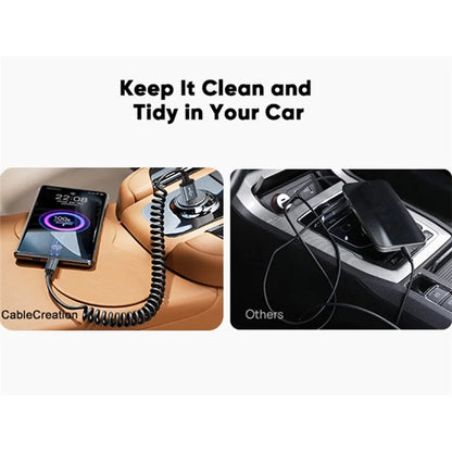 CABLECREATION CC1332 Retractable 60W Fast Charging Cable Spring Data Cable