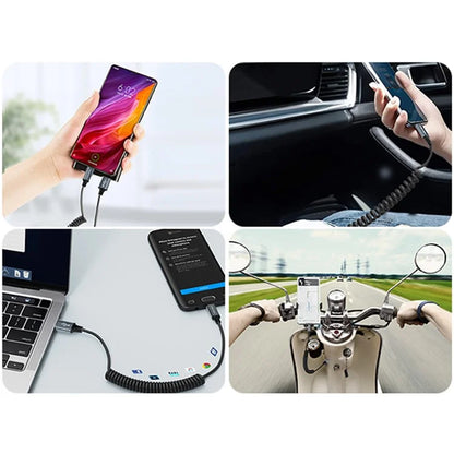 CABLECREATION CC1332 Retractable 60W Fast Charging Cable Spring Data Cable