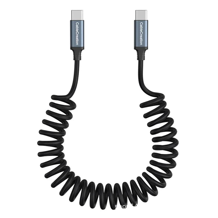 CABLECREATION CC1332 Retractable 60W Fast Charging Cable Spring Data Cable