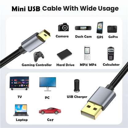 10m USB 2.0 to Mini B Male Charger Cord USB Mini to USB Charging Cable for PS3 Controller / MP3 Player / Camera