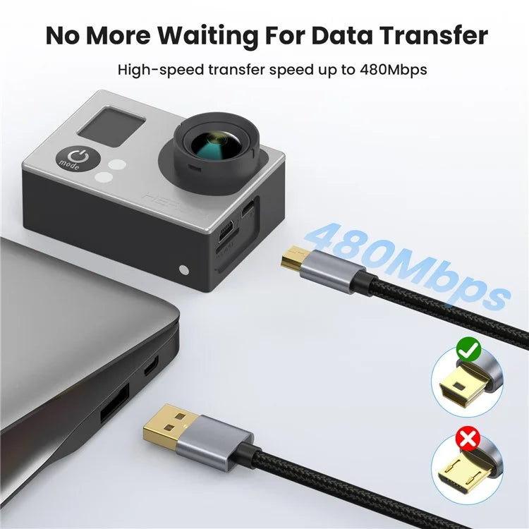 1.8m USB 2.0 to Mini B Male Charger Cord USB Mini to USB Charging Cable for PS3 Controller  /  MP3 Player  /  Camera