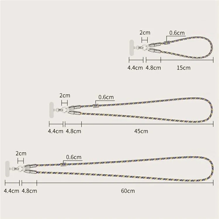 120cm 2-in-1 PD 66W Type-C Charging Cable Cell Phone Crossbody Lanyard Data Cable with Zinc Alloy Buckle, Tether Tab