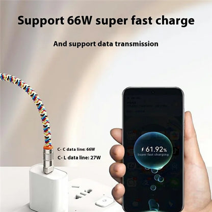 30cm 2-in-1 PD 66W Type-C Charging Cable Cell Phone Wrist Strap Data Cable with Zinc Alloy Buckle, Tether Tab
