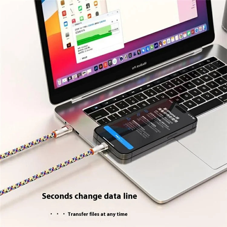 30cm 2-in-1 PD 66W Type-C Charging Cable Cell Phone Wrist Strap Data Cable with Zinc Alloy Buckle, Tether Tab