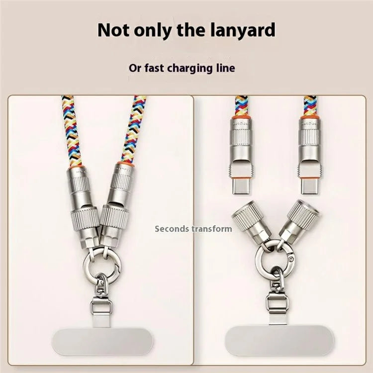 30cm 2-in-1 PD 66W Type-C Charging Cable Cell Phone Wrist Strap Data Cable with Zinc Alloy Buckle, Tether Tab