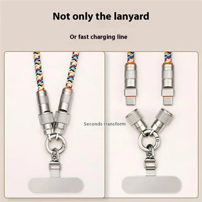30cm 2-in-1 PD 66W Type-C Charging Cable Cell Phone Wrist Strap Data Cable with Zinc Alloy Buckle, Tether Tab