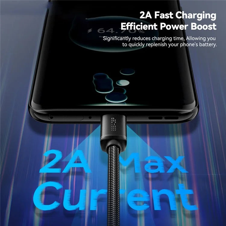 ESSAGER ES-X60 2m USB to Micro Phone Charging Cable Braided Data Cable