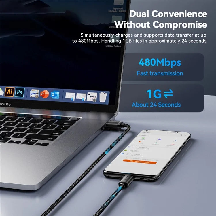 ESSAGER ES-X60 2m USB to Micro Phone Charging Cable Braided Data Cable