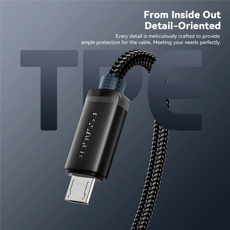 ESSAGER ES-X60 2m USB to Micro Phone Charging Cable Braided Data Cable