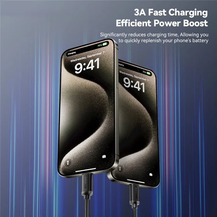 ESSAGER ES-X60 1m USB to Type-C Phone Charging Cable 3A Braided Data Cable