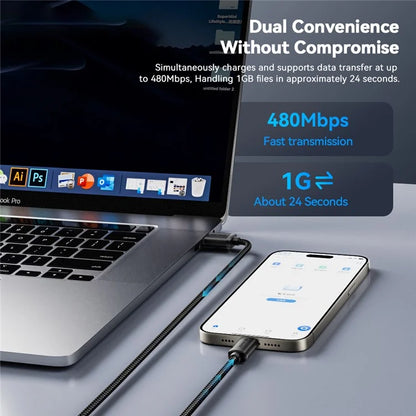 ESSAGER ES-X60 1m USB to Type-C Phone Charging Cable 3A Braided Data Cable