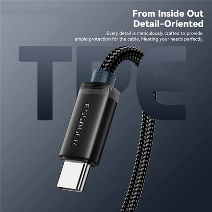 ESSAGER ES-X60 1m USB to Type-C Phone Charging Cable 3A Braided Data Cable