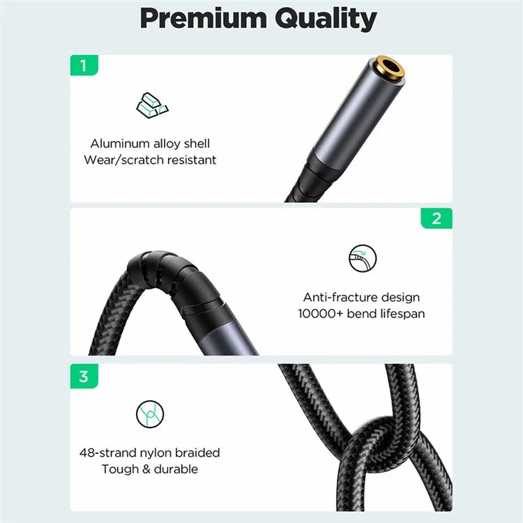 JOYROOM SY-A09 1.2m 3.5mm Male to Female Audio Cable Nylon Braided AUX Audio Extension Cable