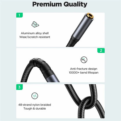 JOYROOM SY-A09 1.2m 3.5mm Male to Female Audio Cable Nylon Braided AUX Audio Extension Cable