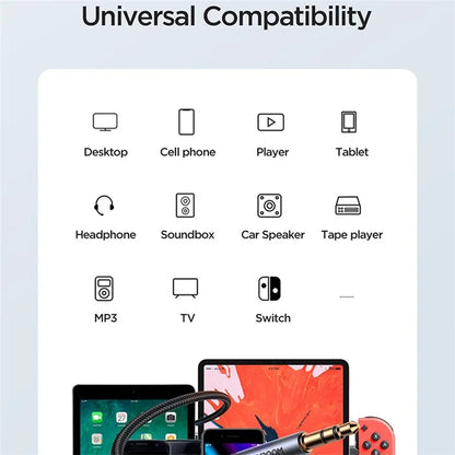 JOYROOM SY-A08 1.2m 3.5mm Male to Male Nylon Braided Cable Stereo Sound AUX Audio Cable