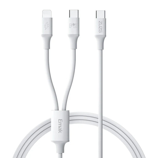 ZUZG ZC-YP05S 1.2m 120W Type-C Cable 2-in-1 Flash Charging Data Cable USB-C to Type-C+iP Charging Cord