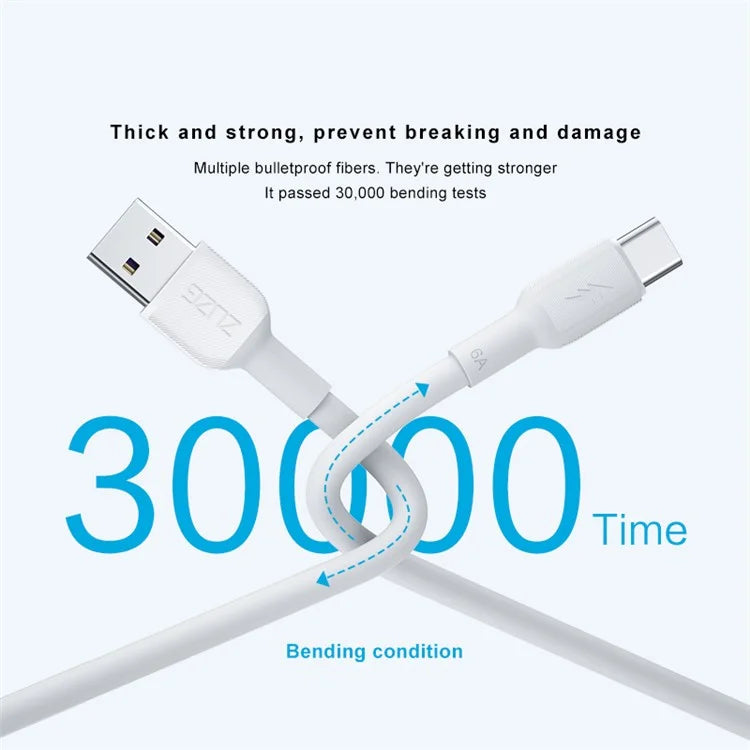 ZUZG ZC-GF01 1.2m Micro Silicone Cable 6A Fast Charging Data Transmission Cord
