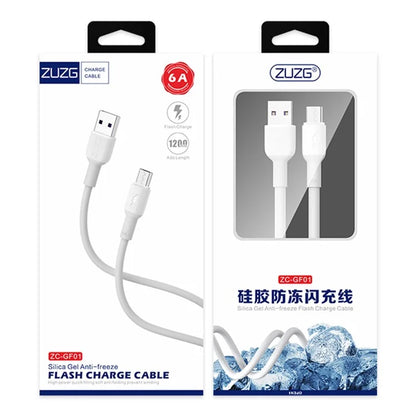 ZUZG ZC-GF01 1.2m Micro Silicone Cable 6A Fast Charging Data Transmission Cord