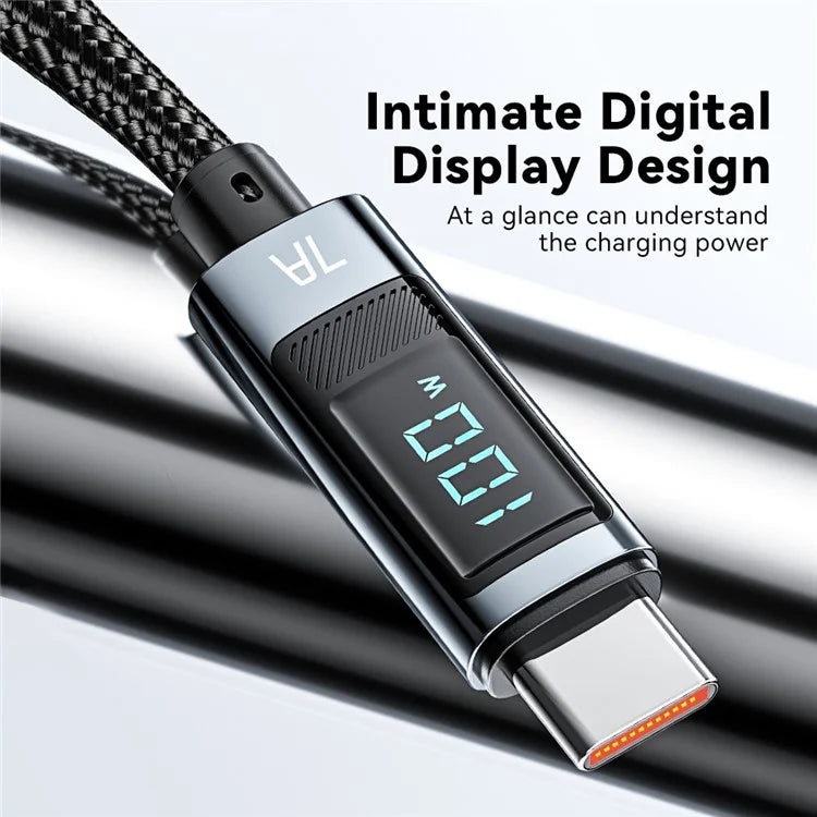 ESSAGER 1m 7A Super Charge Data Cable USB-A to Type-C Charging Cable with Digital Display