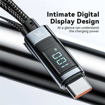ESSAGER 1m 7A Super Charge Data Cable USB-A to Type-C Charging Cable with Digital Display