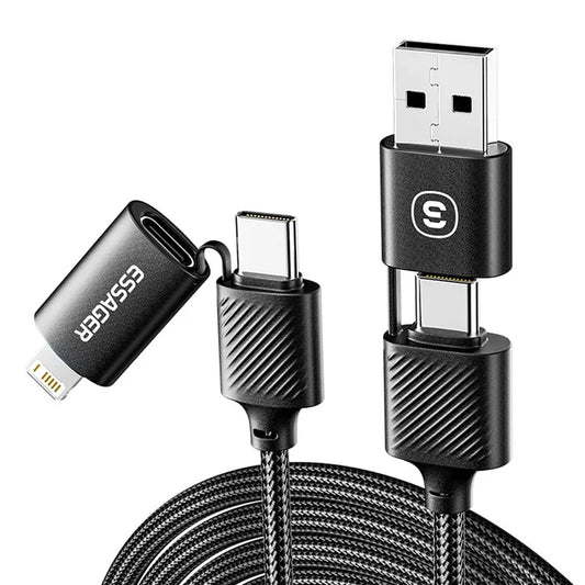 ESSAGER Starlink 0.3m 65W Charging Cable USB-A / Type-C to Type-C / 6 Pin 4-in-1 Data Cord