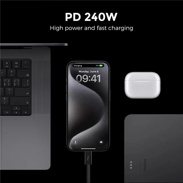 AHASTYLE XC03 1m USB-C Cable 240W Fast Charging Cord 40Gbps High Speed Data Cable Support 8K 60Hz