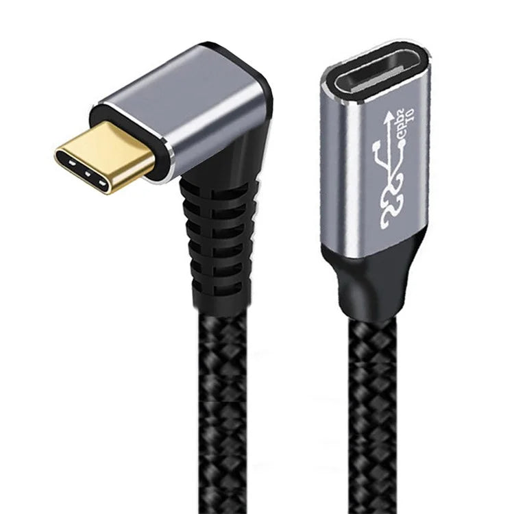 UC-058-UP-2.0M 2m 90-Degree Angled USB-C USB 3.1 Male to Female Extension Cord Aluminum Alloy Connector Data Cable