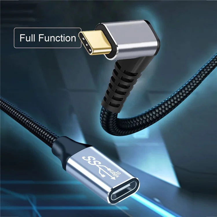 UC-058-UP-2.0M 2m 90-Degree Angled USB-C USB 3.1 Male to Female Extension Cord Aluminum Alloy Connector Data Cable
