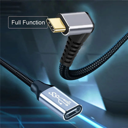 UC-058-UP-2.0M 2m 90-Degree Angled USB-C USB 3.1 Male to Female Extension Cord Aluminum Alloy Connector Data Cable
