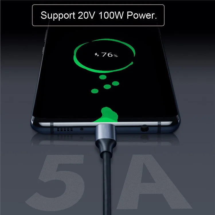 UC-058-UP-2.0M 2m 90-Degree Angled USB-C USB 3.1 Male to Female Extension Cord Aluminum Alloy Connector Data Cable