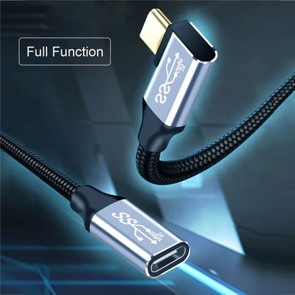 UC-058-RI-2.0M 2m 90 Degree Right Angled USB-C USB 3.1 Male to Female Cable Alloy Connector Extension Cable