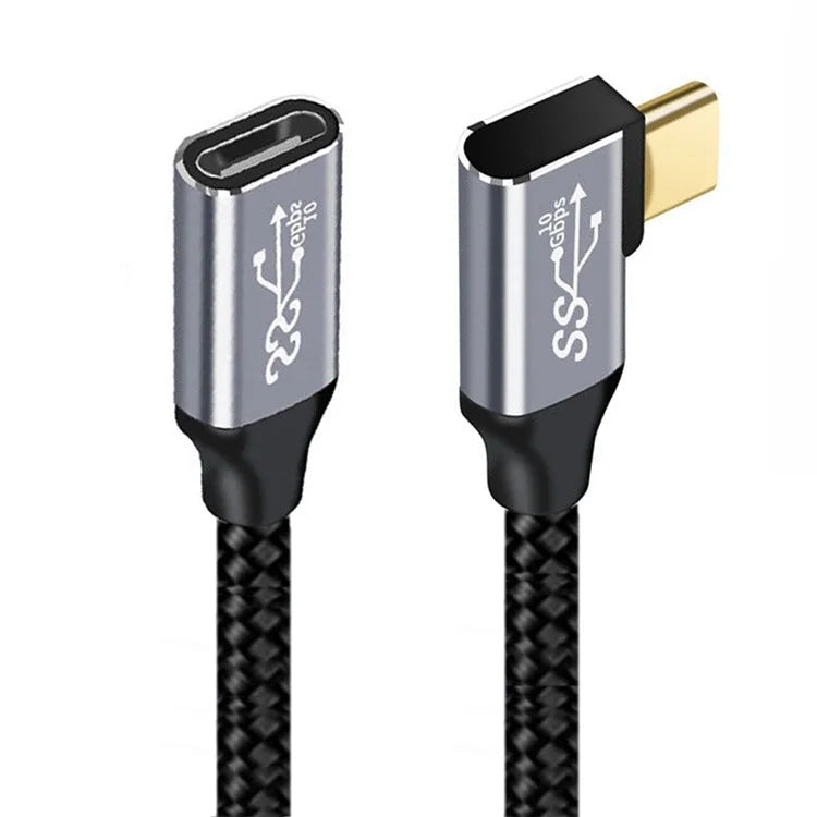 UC-058-RI-3.0M 3m 90 Degree Right Angled USB-C Male to Female Cable Alloy Connector Extension Cord