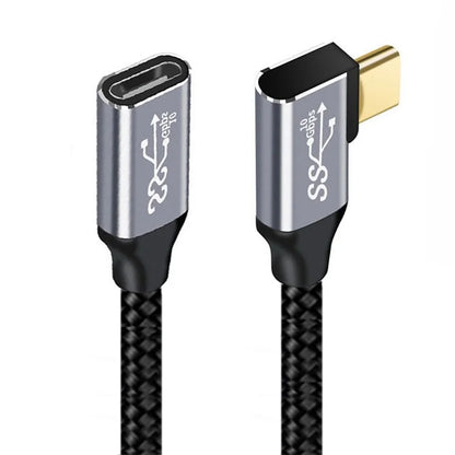 UC-058-RI-3.0M 3m 90 Degree Right Angled USB-C Male to Female Cable Alloy Connector Extension Cord