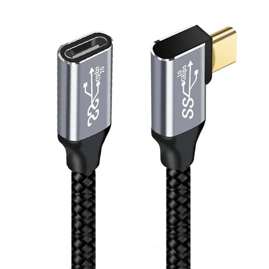 UC-058-RI-3.0M 3m 90 Degree Right Angled USB-C Male to Female Cable Alloy Connector Extension Cord