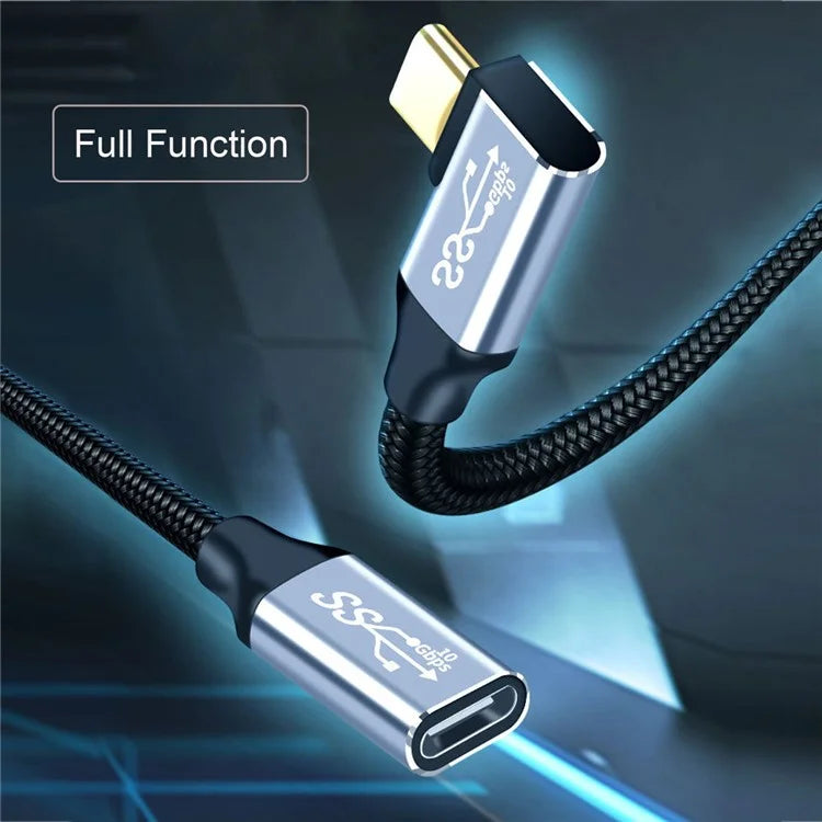 UC-058-RI-3.0M 3m 90 Degree Right Angled USB-C Male to Female Cable Alloy Connector Extension Cord