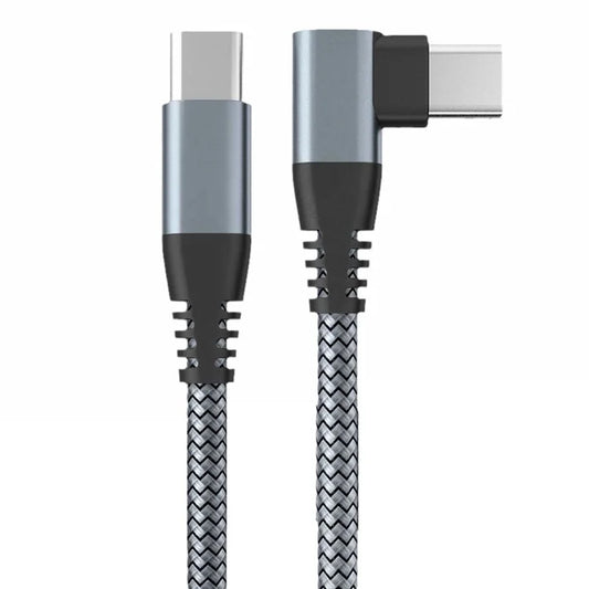 2m Type-C to Type-C Elbow Cable PD 60W Fast Charging Cord USB 2.0 Data Sync
