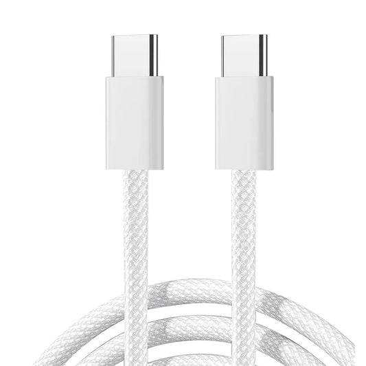 JOYROOM S-A45 Ben Series Braided Fast Charging Data Cable 1m Type-C to Type-C 60W Charging Cord, White